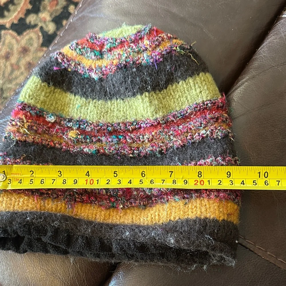 Zig zag Colorful slouchy Knit wool and silk Beanie - Picture 5 of 10